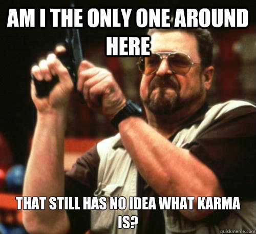 Am i the only one around here that still has no idea what Karma is?  Am I The Only One Around Here