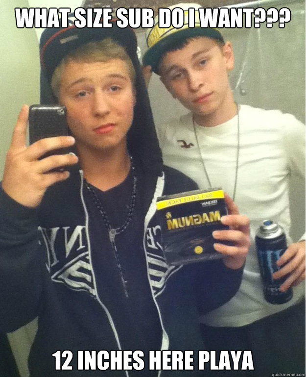 what size sub do i want??? 12 inches here playa  