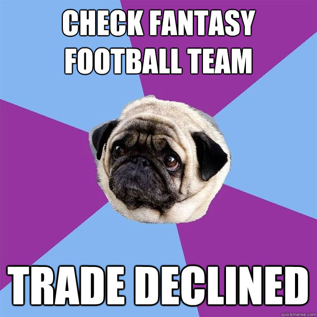Check Fantasy Football team Trade declined  Lonely Pug