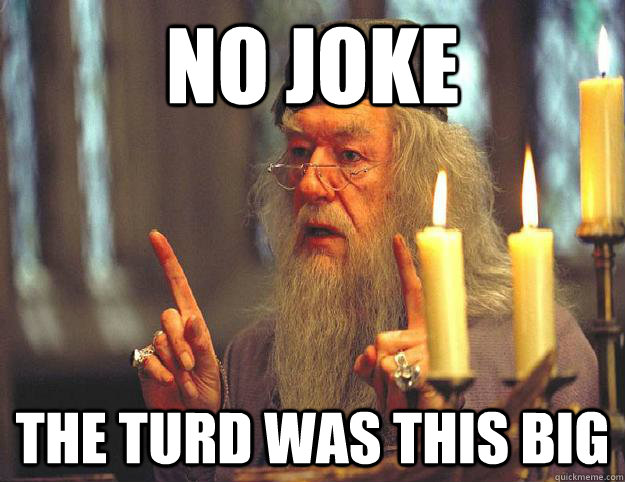 no joke the turd was this big  Dumbledore