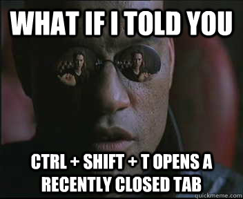 What if I told you CTRL + SHIFT + T opens a recently closed tab  Morpheus SC