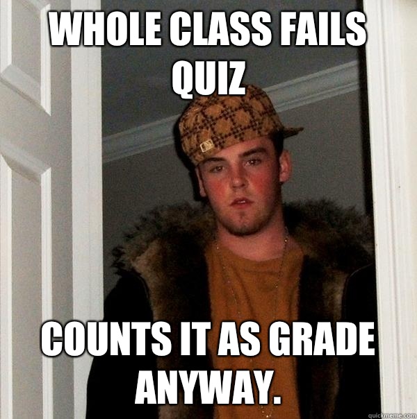 Whole class fails quiz Counts it as grade anyway.   Scumbag Steve