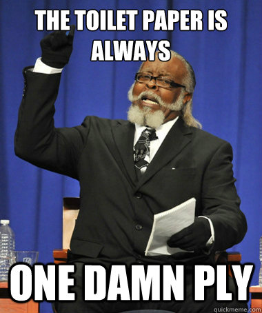 the toilet paper is always One damn ply   The Rent Is Too Damn High