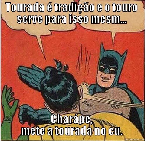 TOURADA É TRADIÇÃO E O TOURO SERVE PARA ISSO MESM... CHARÁPE, METE A TOURADA NO CU. Batman Slapping Robin