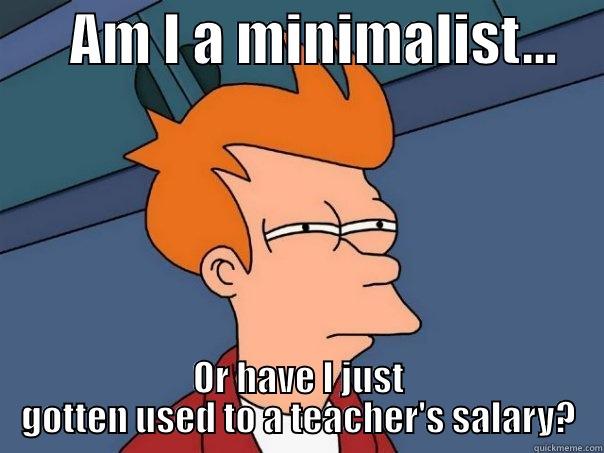       AM I A MINIMALIST...     OR HAVE I JUST GOTTEN USED TO A TEACHER'S SALARY? Futurama Fry