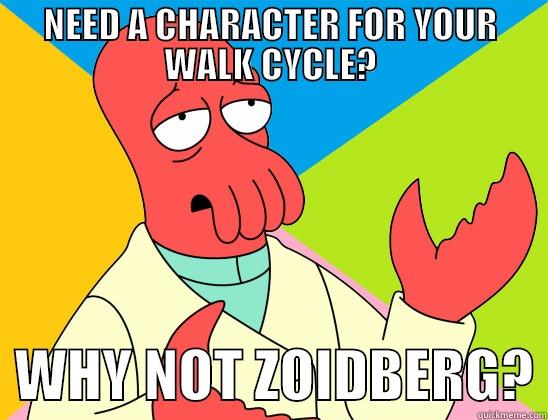 NEED A CHARACTER FOR YOUR WALK CYCLE?   WHY NOT ZOIDBERG? Futurama Zoidberg 
