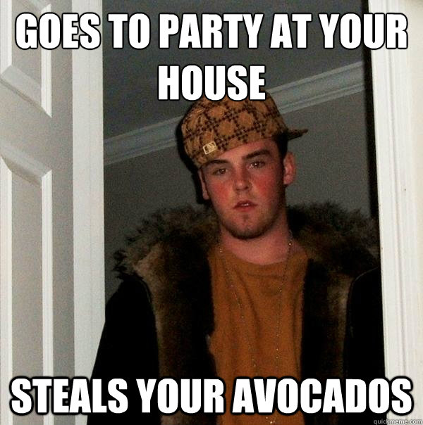 goes to party at your house steals your avocados - goes to party at your house steals your avocados  Scumbag Steve