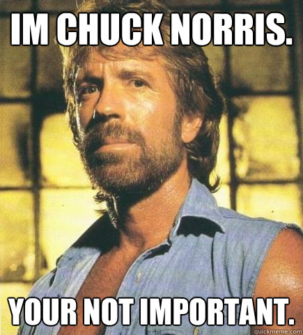 Im Chuck Norris. Your not important.  Chuck Norris Knows
