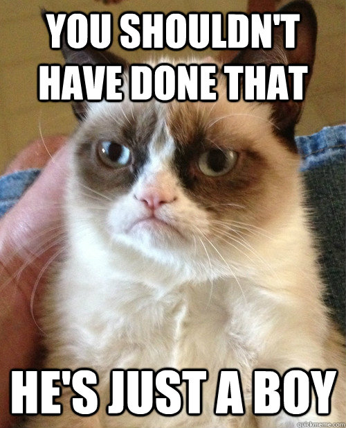 You shouldn't have done that He's just a boy - You shouldn't have done that He's just a boy  AS Cat Thoughts