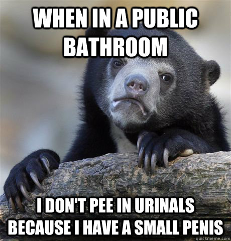 When in a public bathroom I don't pee in urinals because I have a small penis  Confession Bear