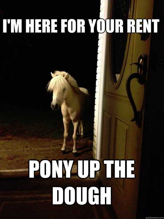 I'm here for your rent Pony up the dough  backdoor pony