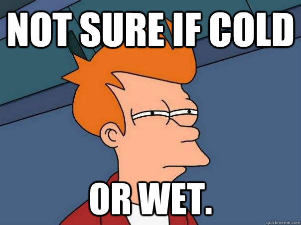 Not sure if cold  Or wet.  Futurama Fry