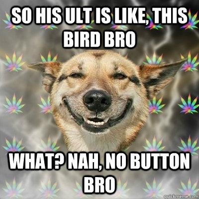 So his ult is like, this bird bro What? Nah, no button bro  Stoner Dog