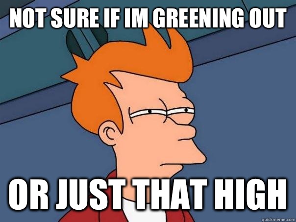 Not sure if im greening out Or just that high  Futurama Fry