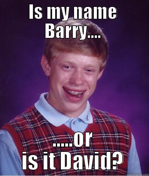 IS MY NAME BARRY.... .....OR IS IT DAVID? Bad Luck Brian