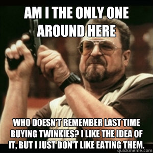 Am i the only one around here WHO DOESN'T REMEMBER LAST TIME BUYING TWINKIES? I LIKE THE IDEA OF IT, BUT I JUST DON'T LIKE EATING THEM.  Am I The Only One Round Here