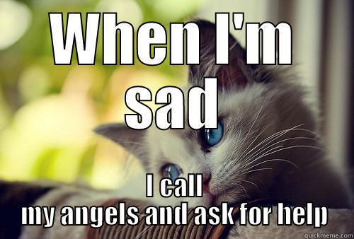 WHEN I'M SAD I CALL MY ANGELS AND ASK FOR HELP First World Problems Cat