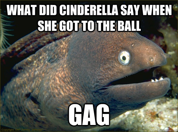 What did cinderella say when she got to the ball gag  Bad Joke Eel