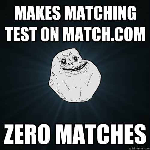 makes matching test on match.com zero matches  Forever Alone