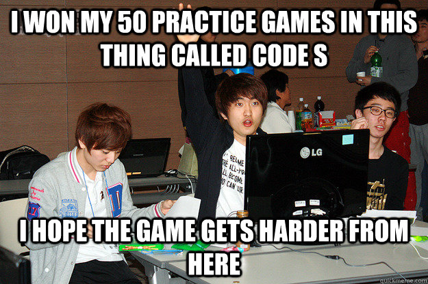 i won my 50 practice games in this thing called code s i hope the game gets harder from here  Studious Flash