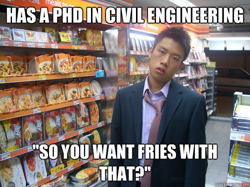has a Phd in civil engineering 