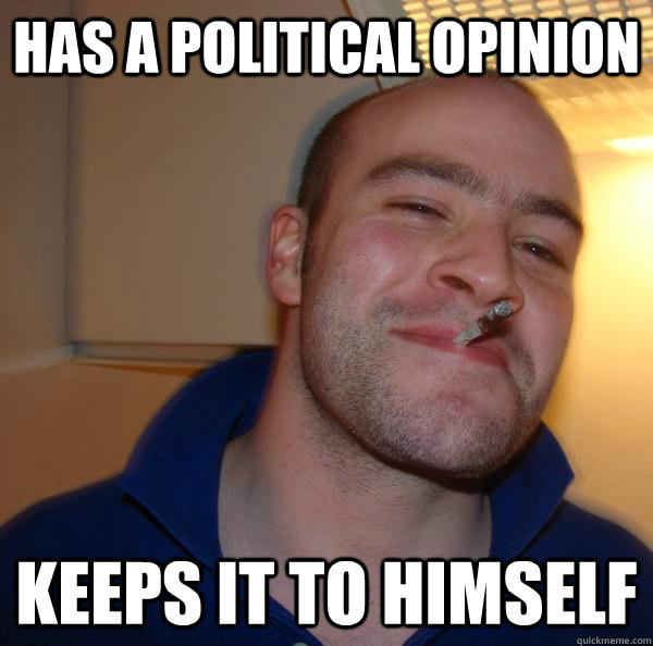 Has a political opinion Keeps it to himself - Has a political opinion Keeps it to himself  Misc