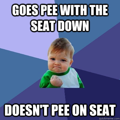 Goes Pee with the seat down doesn't pee on seat  Success Kid