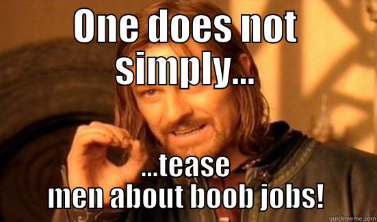 ONE DOES NOT SIMPLY... ...TEASE MEN ABOUT BOOB JOBS! Boromir