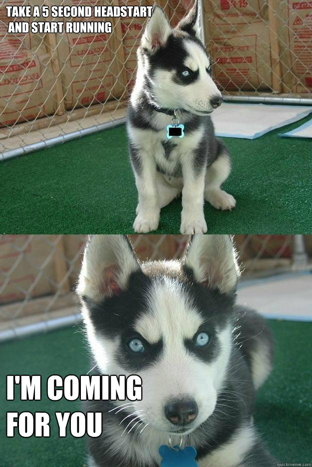 Take a 5 second headstart
 and start running I'm coming 
for you  Insanity puppy