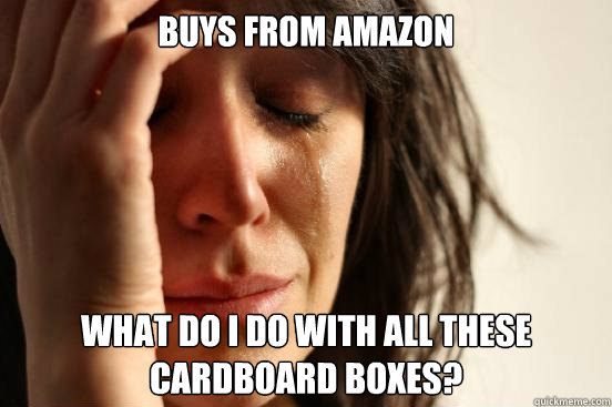 BUYS FROM AMAZON WHAT DO I DO WITH ALL THESE CARDBOARD BOXES?  First World Problems