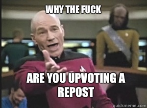 why the fuck Are you upvoting a repost  Annoyed Picard