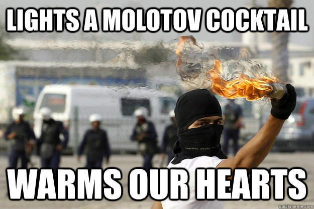 Lights a Molotov Cocktail Warms our hearts - Lights a Molotov Cocktail Warms our hearts  Overly Photogenic Rioter