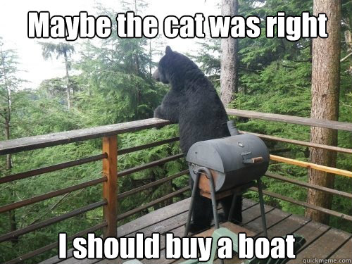 Maybe the cat was right I should buy a boat  Deep confession bear