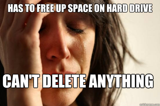 has to free up space on hard drive can't delete anything  First World Problems