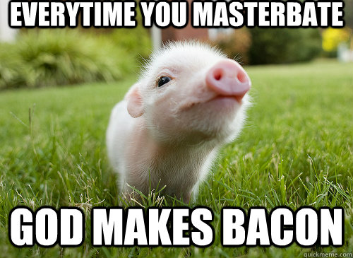Everytime YOU MASTERBATE GOD MAKES BACON  