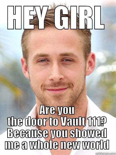 HEY GIRL ARE YOU THE DOOR TO VAULT 111? BECAUSE YOU SHOWED ME A WHOLE NEW WORLD Misc