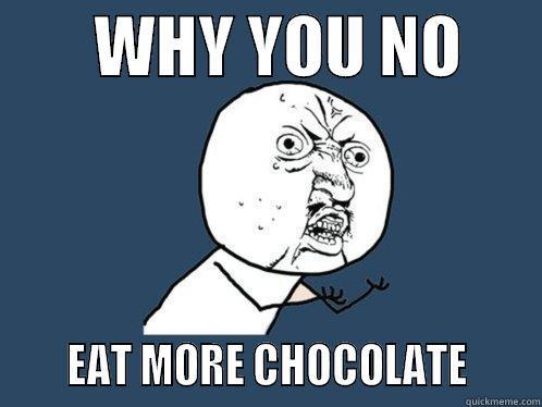       WHY YOU NO            EAT MORE CHOCOLATE      Y U No