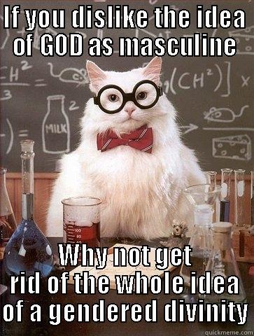 IF YOU DISLIKE THE IDEA OF GOD AS MASCULINE WHY NOT GET RID OF THE WHOLE IDEA OF A GENDERED DIVINITY Chemistry Cat
