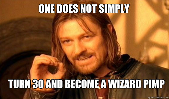 one does not simply turn 30 and become a wizard pimp  Boromir