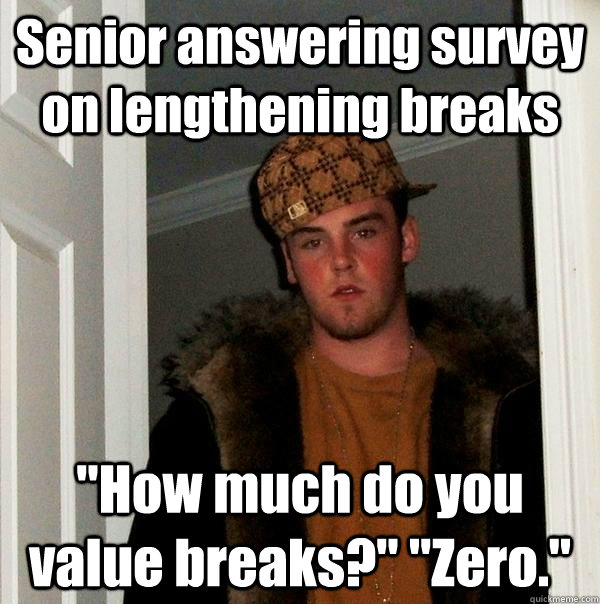 Senior answering survey on lengthening breaks 