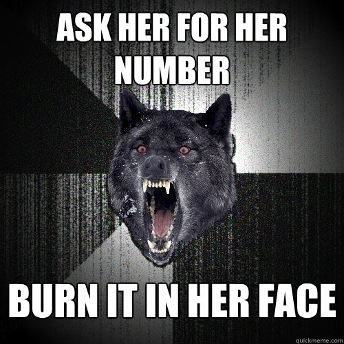 Ask her for her number Burn it in her face  Insanity Wolf