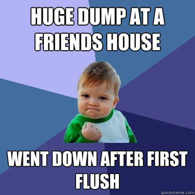 Huge dump at a friends house Went down after first flush  Success Kid
