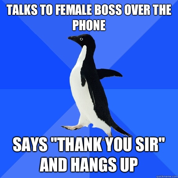 talks to female boss over the phone says 