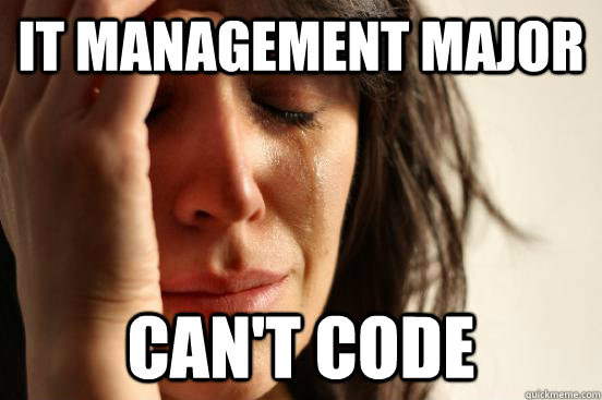 IT Management Major Can't code  First World Problems