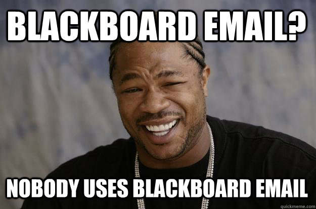 Blackboard email? Nobody uses blackboard email  Xzibit meme