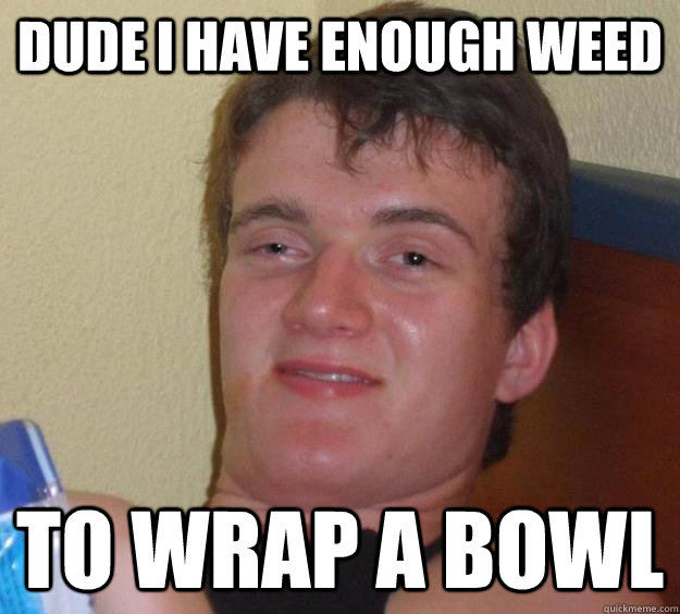 Dude I have enough weed to wrap a bowl  10 Guy