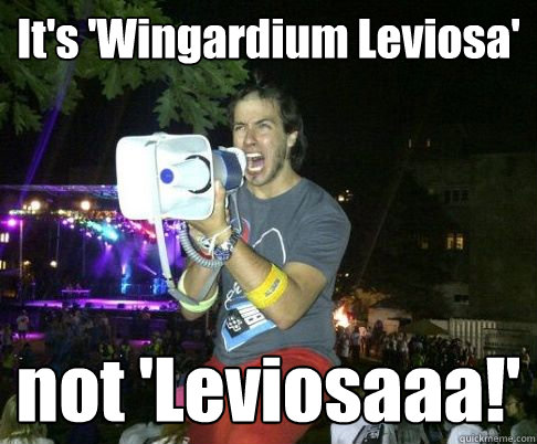 It's 'Wingardium Leviosa' not 'Leviosaaa!'  