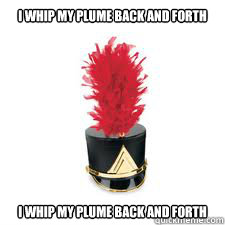 I whip my plume back and forth  I whip my plume back and forth  Marching Band