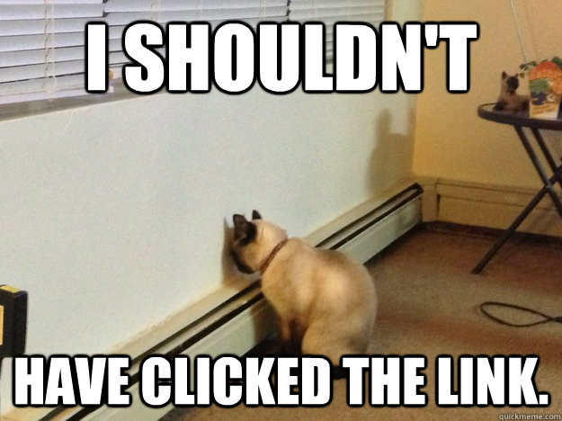 I shouldn't have Clicked the link. - I shouldn't have Clicked the link.  Regretful Cat