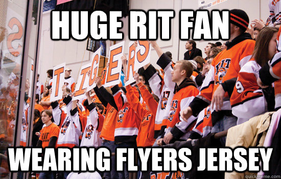 huge rit fan wearing flyers jersey - huge rit fan wearing flyers jersey  RIT Corner Crew